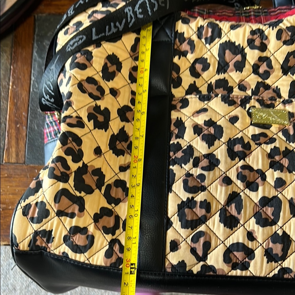 Betsy Johnson Quilted Leopard Carry on Tote with Gold Accent - Picture 12 of 13